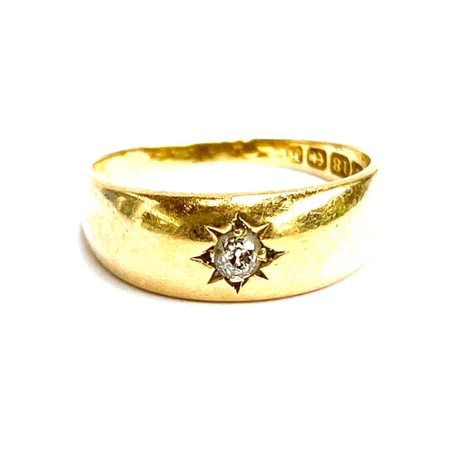 1 - An 18ct gold diamond set gypsy ring, hallmarked for Birmingham 1901, size M 1/2, 2.9g