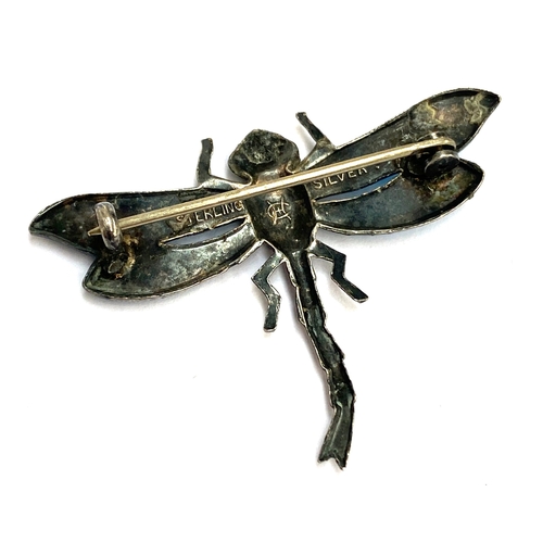 43 - A Charles Horner Art Nouveau silver and enamel dragonfly brooch stamped CH to reverse, 4cmW
