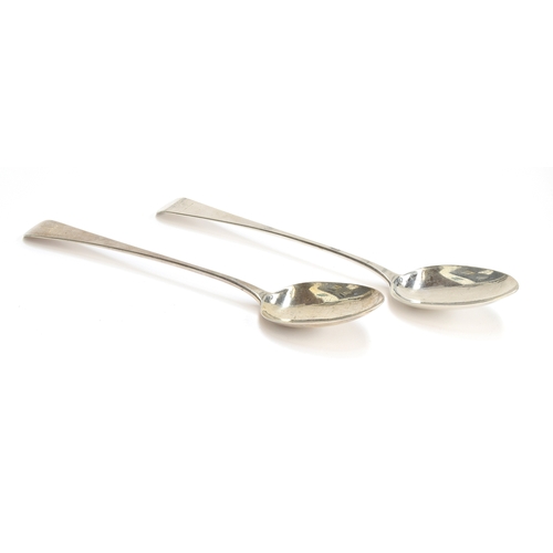 50 - A pair of silver serving spoons by William Eaton, London 1810 & 1811, crested, 30cm long, 7.4ozt
