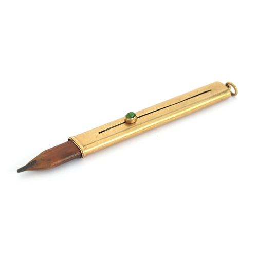 31 - A 9ct gold Sampson Mordan & Co propelling pencil, the slider set with a turquoise cabochon, engraved... 