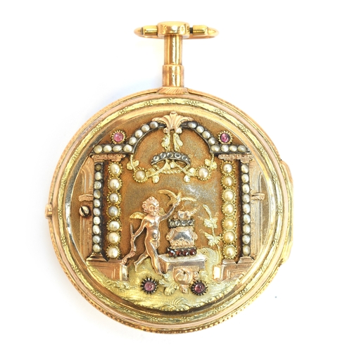 44 - Jean-Nicolas Menu, an early 19th century Swiss gold verge fusee pair cased pocket watch c.1800, the ... 