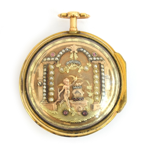44 - Jean-Nicolas Menu, an early 19th century Swiss gold verge fusee pair cased pocket watch c.1800, the ... 