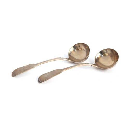 57 - A pair of William IV Fiddle pattern silver sauce ladles by John West, London 1835, 5.4ozt