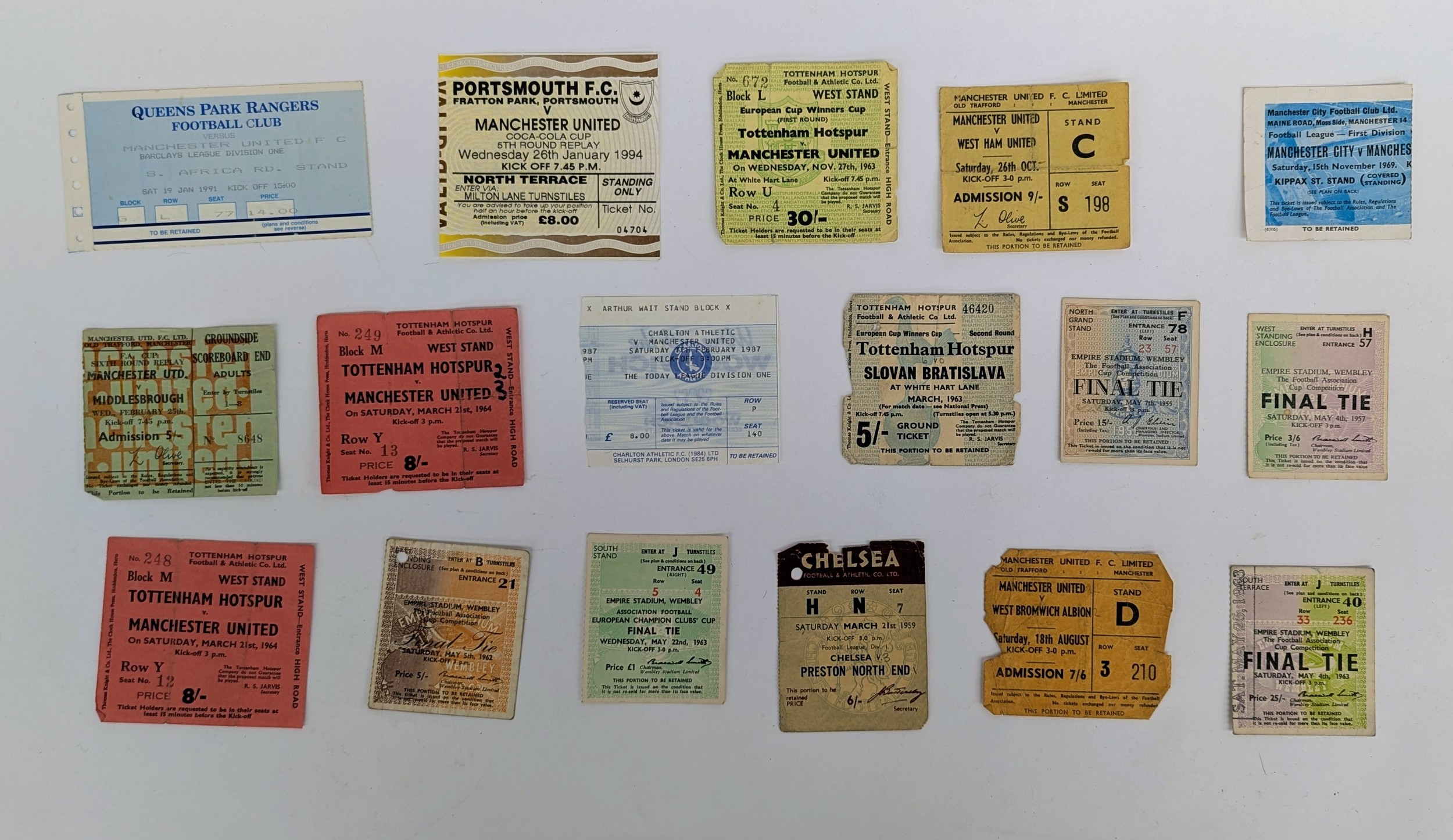 FOOTBALL: CUP-TIE (and other) TICKET STUBS. Inc FA CUP FINALS for 1955 ...