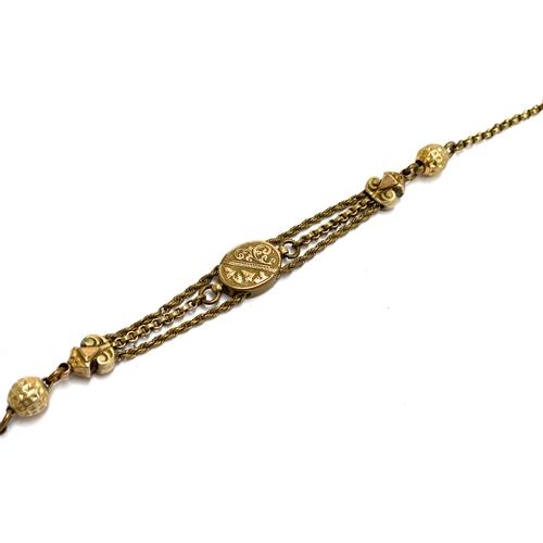 2 - A Victorian gilt metal Albertina bracelet, 21cmL