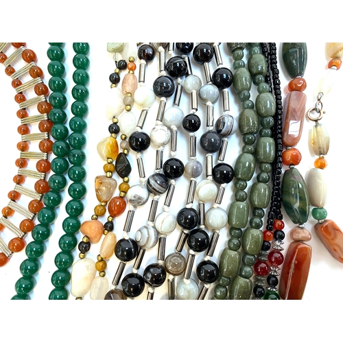 46 - A group of vintage hardstone bead necklaces, to include Jakob Bengel style carnelian and white metal... 