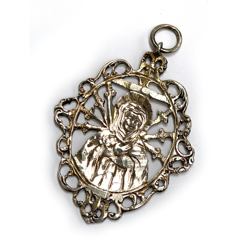 52 - A late Victorian 930 silver Our Lady of the Sorrows religious double sided pendant, hallmarked for L... 