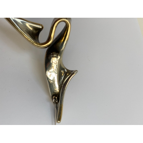 53 - An Ilan Hubara Modernist silver and silver gilt brooch, signed to reverse and engraved 925, 11cmW, 1... 