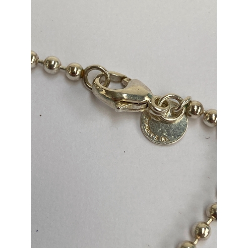 55 - A Tiffany & Co. 925 silver beaded chain, 86cmL unclasped, 15g