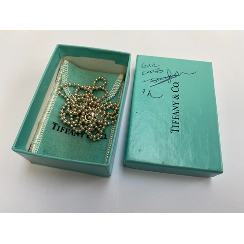 55 - A Tiffany & Co. 925 silver beaded chain, 86cmL unclasped, 15g