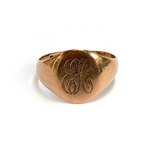 1 - An antique 9ct gold signet ring, hallmarked for Chester, size T, 3.6g