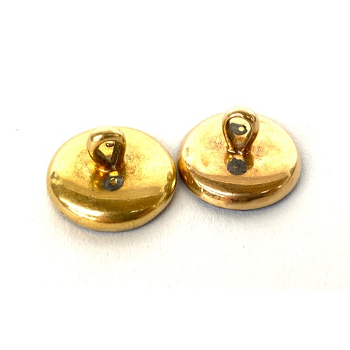 11 - Two Art Deco gold, cobalt blue enamel and diamond buttons, unmarked but test as 14ct or higher, 1.3c... 