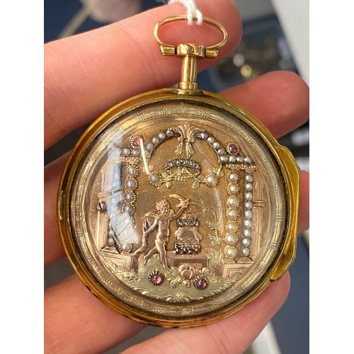 44 - Jean-Nicolas Menu, an early 19th century Swiss gold verge fusee pair cased pocket watch c.1800, the ... 