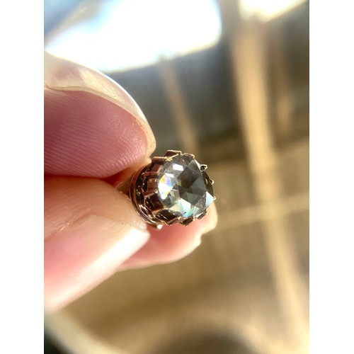 22 - A pair of 19th century late Georgian/early Victorian gold mounted rose cut diamond stud earrings, th... 