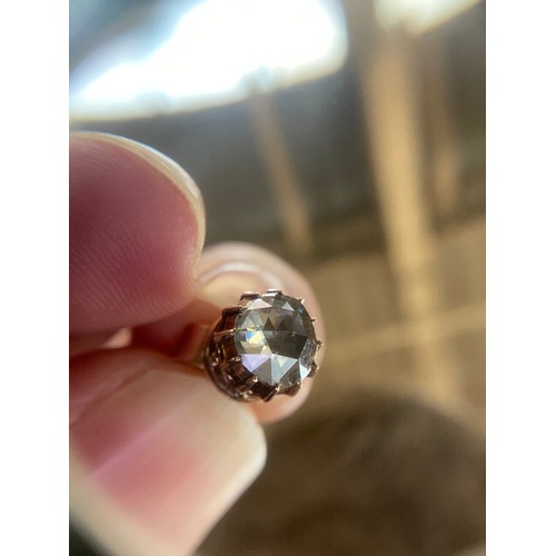 22 - A pair of 19th century late Georgian/early Victorian gold mounted rose cut diamond stud earrings, th... 