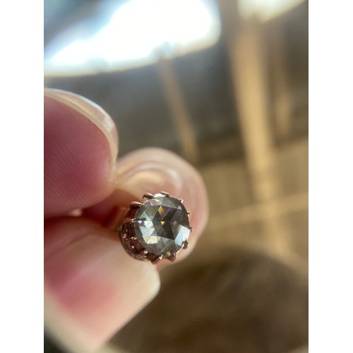 22 - A pair of 19th century late Georgian/early Victorian gold mounted rose cut diamond stud earrings, th... 