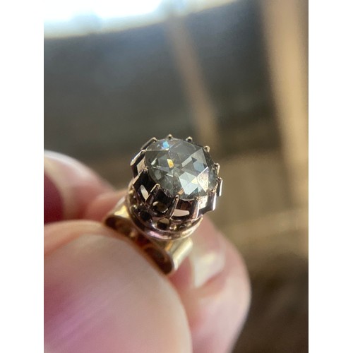 22 - A pair of 19th century late Georgian/early Victorian gold mounted rose cut diamond stud earrings, th... 