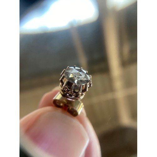 22 - A pair of 19th century late Georgian/early Victorian gold mounted rose cut diamond stud earrings, th... 