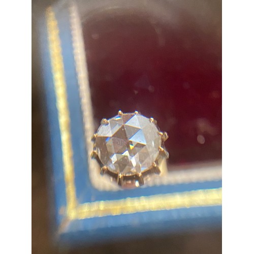 22 - A pair of 19th century late Georgian/early Victorian gold mounted rose cut diamond stud earrings, th... 