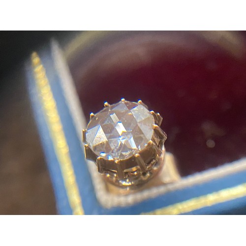 22 - A pair of 19th century late Georgian/early Victorian gold mounted rose cut diamond stud earrings, th... 