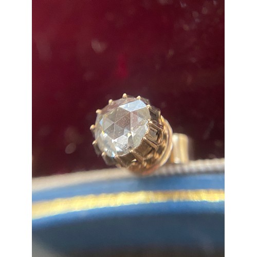 22 - A pair of 19th century late Georgian/early Victorian gold mounted rose cut diamond stud earrings, th... 
