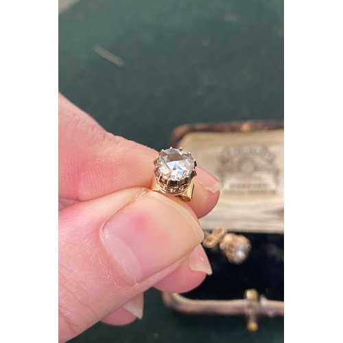 22 - A pair of 19th century late Georgian/early Victorian gold mounted rose cut diamond stud earrings, th... 
