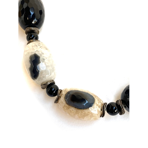 23 - A vintage 925 silver and chunky quartz bead necklace, 55cmL unclasped