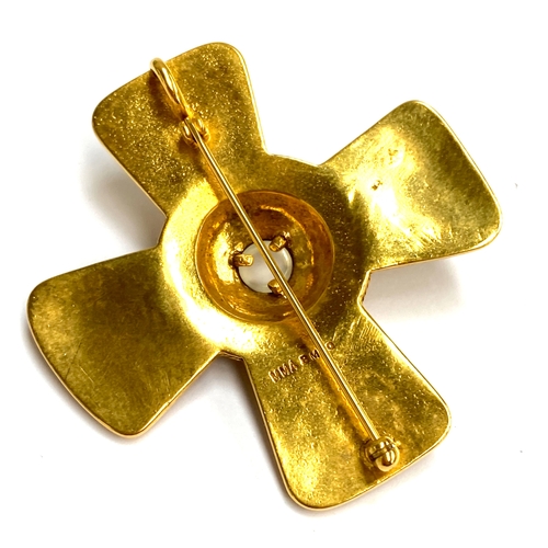 49 - A Metropolitan Museum of Art reproduction Merovingian style cannetille brooch, stamped MMA BM Co. to... 