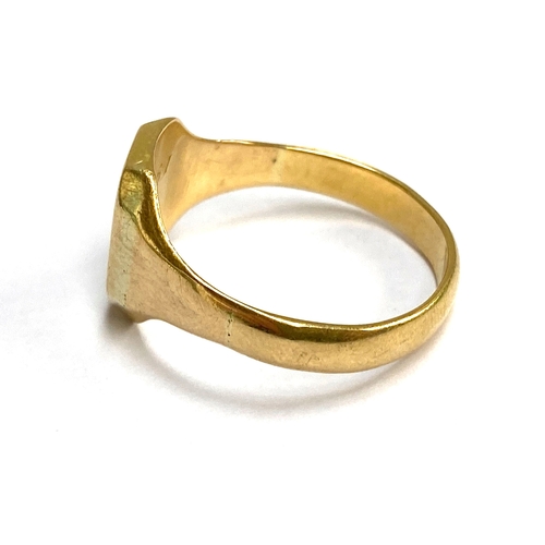 6 - A heavy 18ct gold signet ring engraved AH, size V, 7.1g