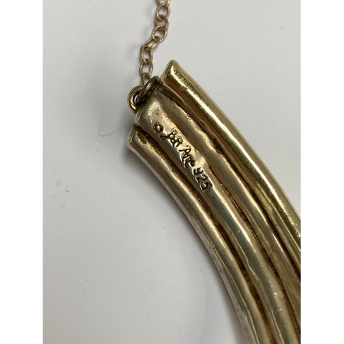 44 - A Bat Ami 925 silver and silver gilt Modernist style collar necklace, signed, gross weight 59.1g