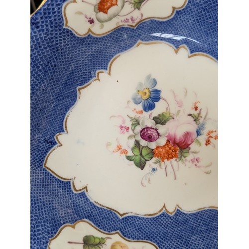 362 - A set of 19th century floral porcelain plates, each having a hand painted floral spray surrounded by... 