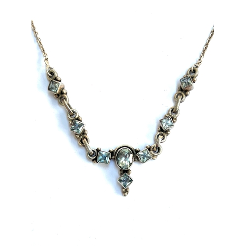 35 - A 925 silver and blue topaz necklace, 45cmL unclasped, 12.3g
