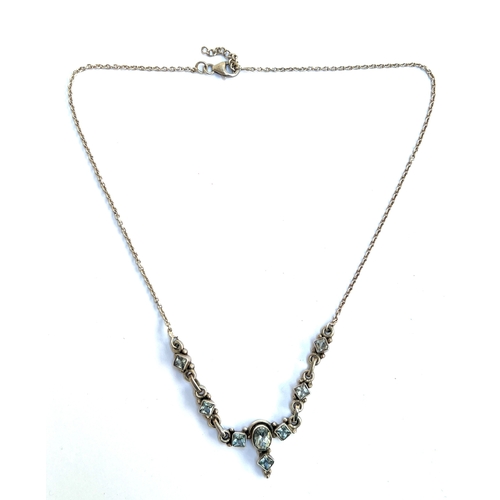 35 - A 925 silver and blue topaz necklace, 45cmL unclasped, 12.3g
