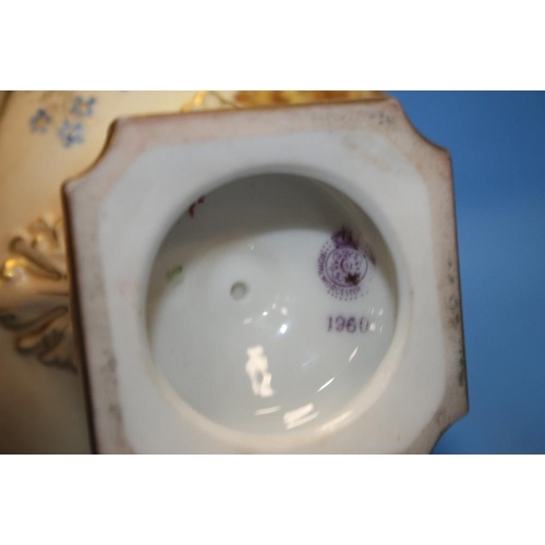 111 - A ROYAL WORCESTER BLUSH IVORY POT POURRI 279 SHAPE TOGETHER WITH A SIMILAR TWIN HANDLED POT STAMPED ... 