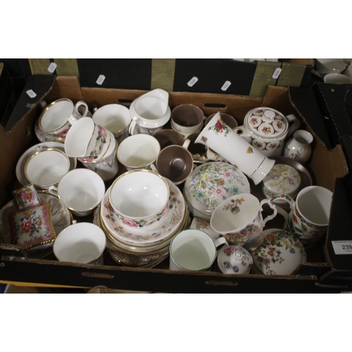 239 - A TRAY OF CERAMICS TO INCLUDE ROYAL WORCESTER, POOLE ETC. (NOT INCLUDING TRAYS)