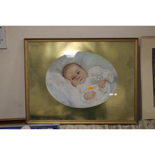 26 - A PORTRAIT OF A BABY SIGNED E. SWAN 1924