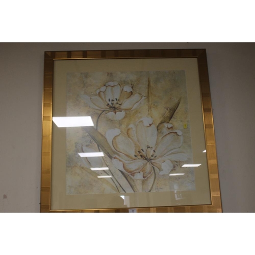 39 - A LARGE FRAMED MODERN BOTANICAL PRINT SIGNED SARAH JACOBS