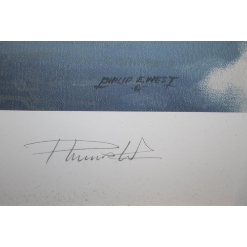 43 - A FRAMED 'PHILIP E. WEST' LIMITED EDITION PRINT TITLED 'AGAINST ALL ODDS THE BATTLE OF BRITAIN' TOGE... 