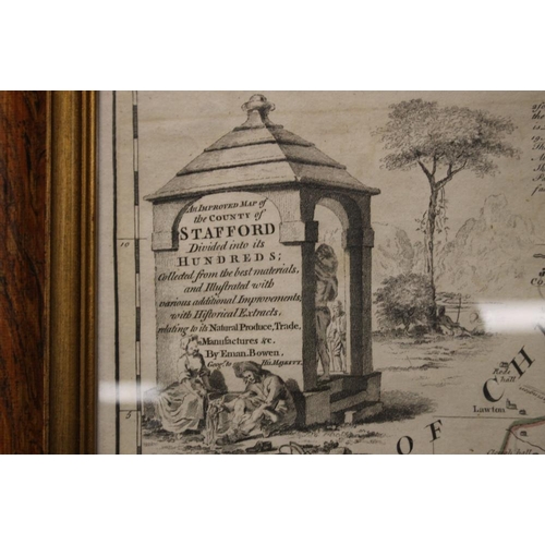52 - EMANUEL BOWEN MAP OF STAFFORDSHIRE c.1760 from 'The Large English Atlas', cartouche dedicated to 'Th... 