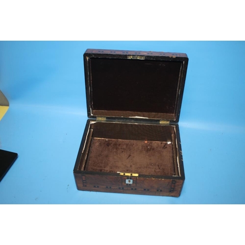 94 - AN INLAID  MAHOGANY BOX (with damage to the front)