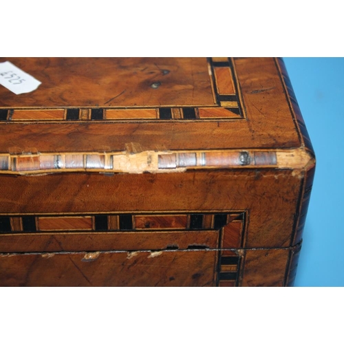 94 - AN INLAID  MAHOGANY BOX (with damage to the front)