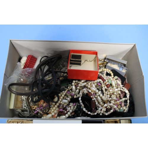 112 - A BOX OF ASSORTED COSTUME JEWELLERY