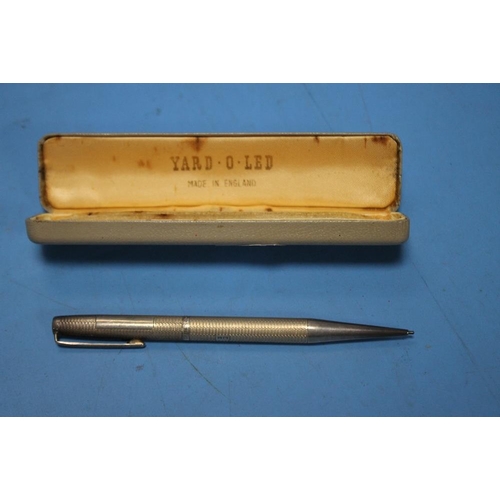 140 - A CASED YARD'O'LEAD HALLMARKED SILVER PROPELLING PENCIL