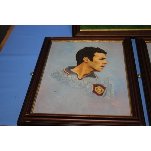 23 - THREE ORIGINAL OIL PORTRAITS OF MANCHESTER UNITED PLAYERS SIGNED 'PAC'