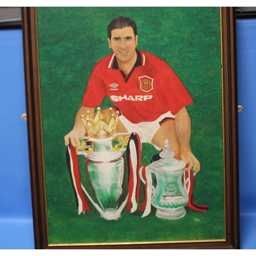 23 - THREE ORIGINAL OIL PORTRAITS OF MANCHESTER UNITED PLAYERS SIGNED 'PAC'