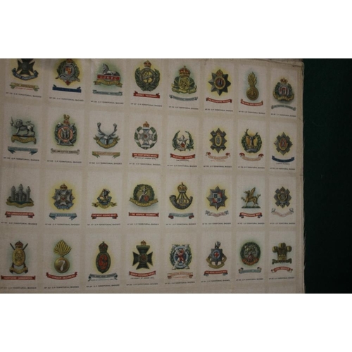 32 - CIGARETTE CARDS - TERRITORIAL ARMY BADGES, a full set of 128 uncut cigarette silks mounted on card