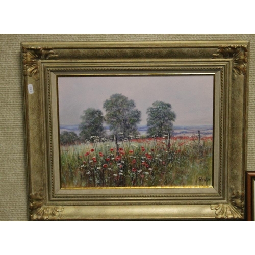 38 - TWO FRAMED OIL ON CANVAS PAINTINGS DEPICTING POPPIES SIGNED POYNTON (DEBORAH POYNTON)