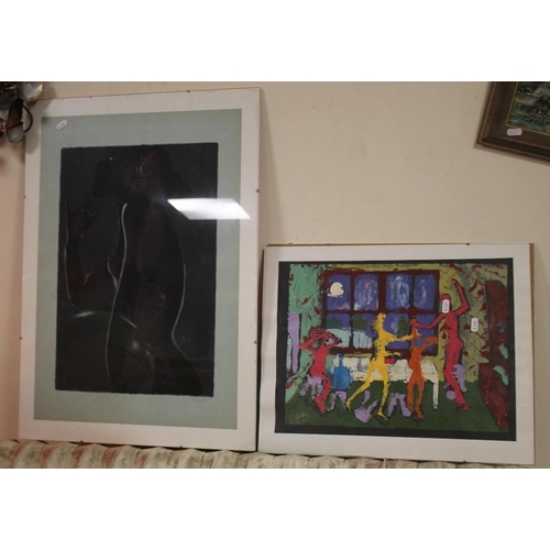 42 - TWO MODERN FRAMED LITHOGRAPHS, ONE SIGNED M. MARTIN THE OTHER INDISTINCT