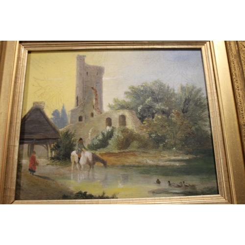 49 - A FRAMED OIL ON CANVAS OF CAISTER CASTLE, 46 X 41 CM