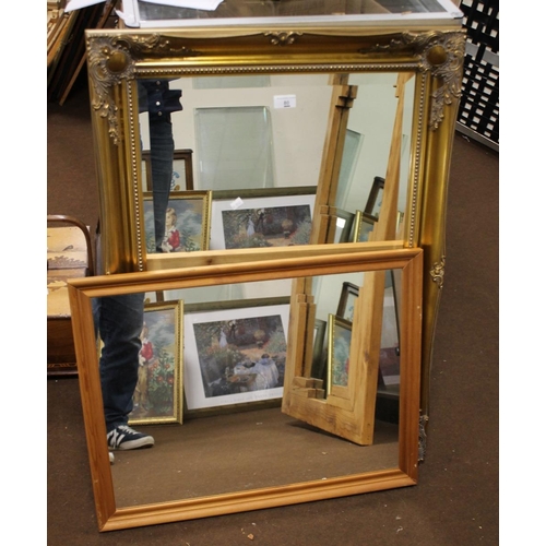 80 - A REPRODUCTION GILT FRAMED MIRROR ALONG WITH ONE ANOTHER MIRROR